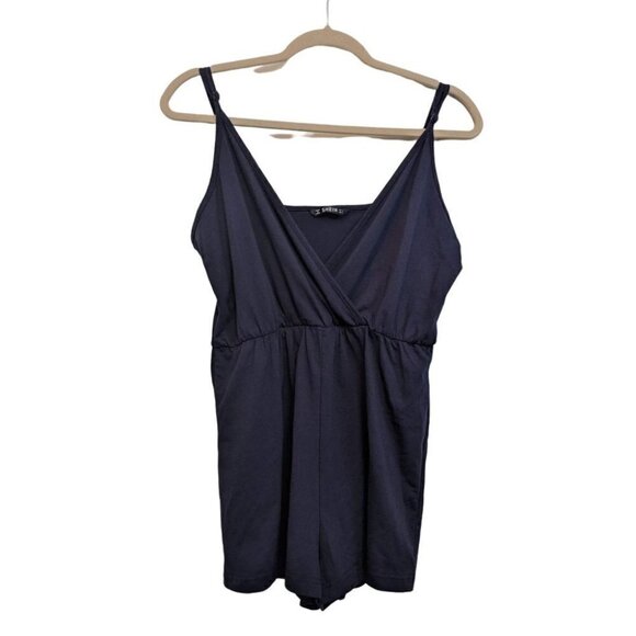Shein V-Neck Romper Short Navy Size Small - Picture 1 of 4